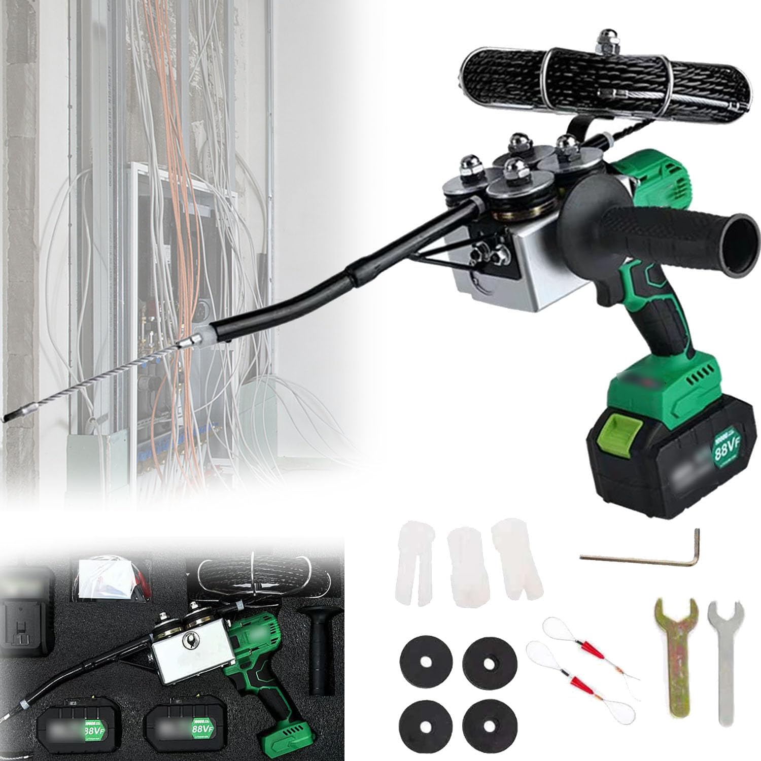 Extractor de cables con guia de 360 grados y luz LED integrada para electricistas