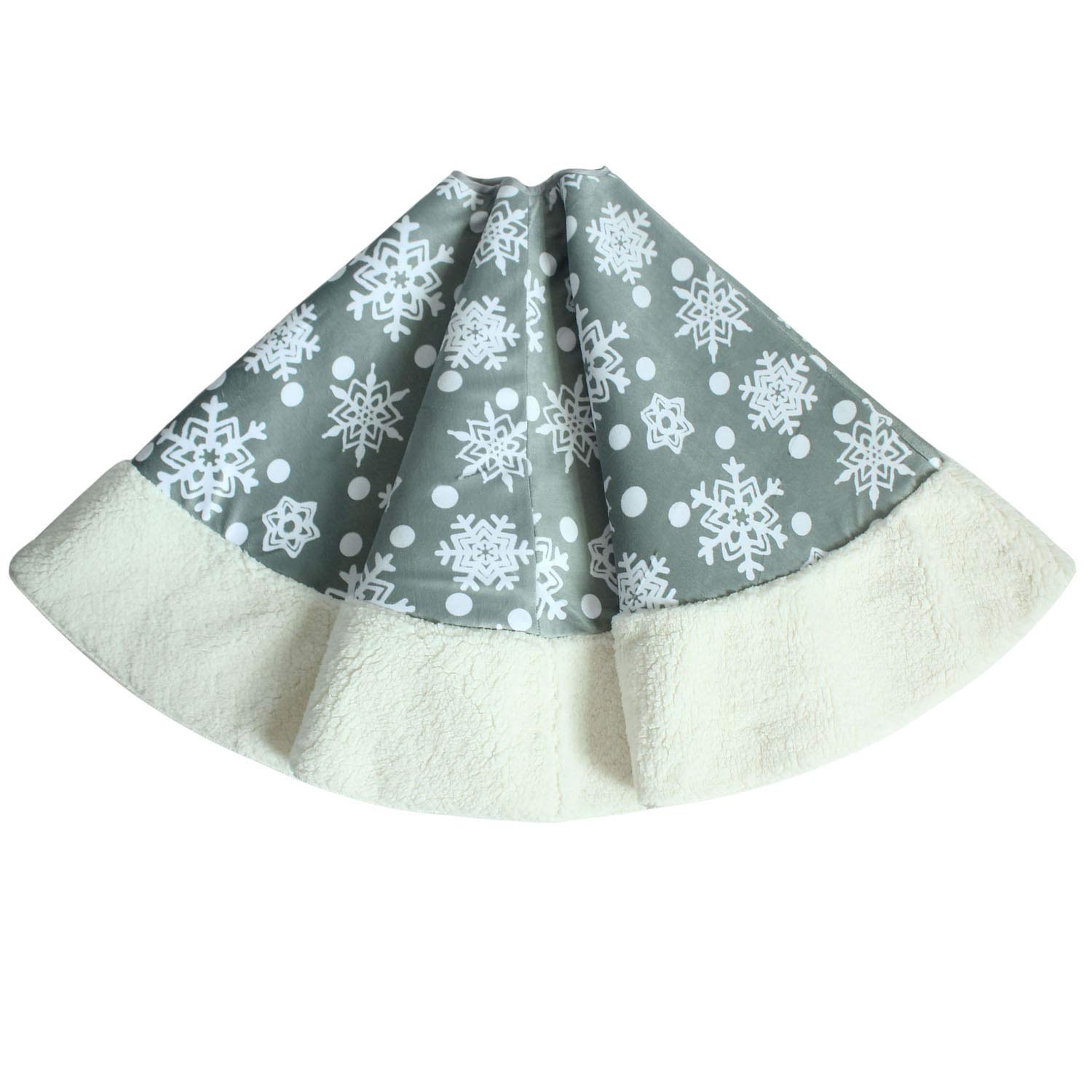 50" Silver Skirt Polar Fleece Snowflake Christmas Tree Skirt Xmas Tree Decoration Merry Christmas Supplies Christmas Decoration-image-0