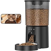 Automatic Cat Feeder with Camera,WiFi Cat Food Dispenser with App Control,1080P HD Video,Two-Way Audio, Transparent 4.2L Food Container (Black)