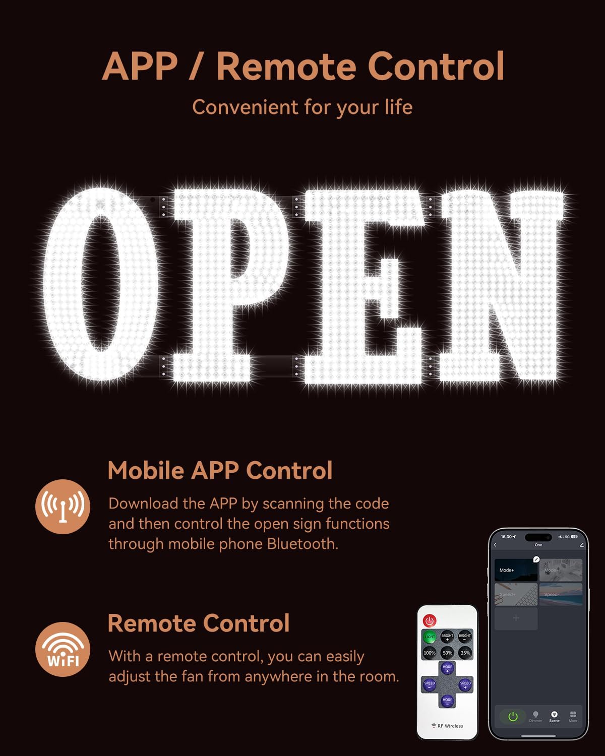 Open Sign for Business, 40"x14" Jumbo Open Sign with Timer and Remote Control, Dynamic Light Modes Led Signs for Storefront Window Bar Salon Cafes Retail Shops White - Image 2