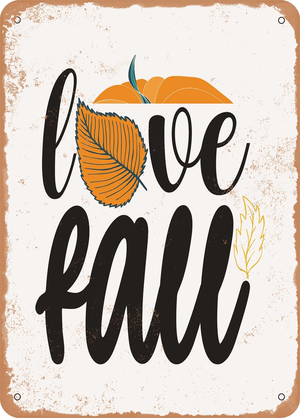 Metal Sign - Love Fall - Vintage Rusty Look home decor