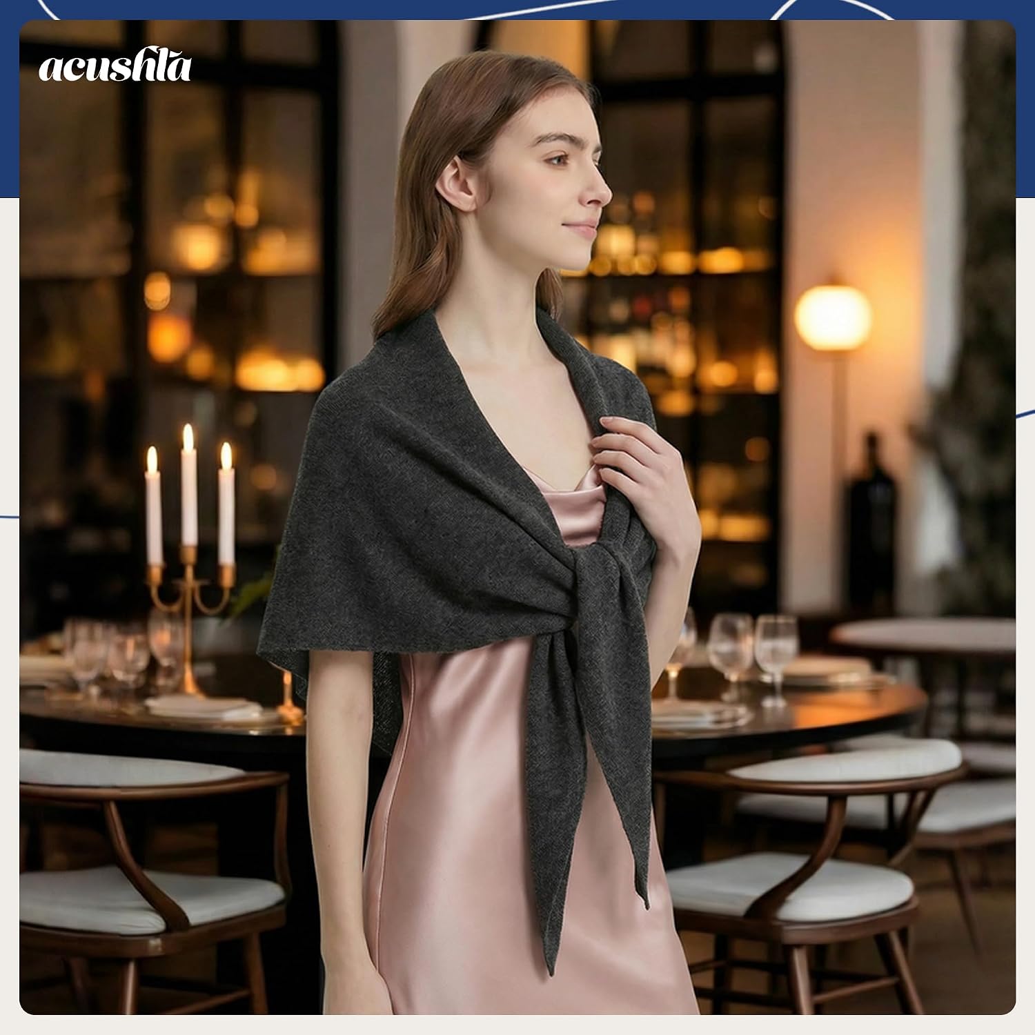 ACUSHLA 100% Merino Wool Shawl Wraps for Women Winter Knit Pashmina Scarf Poncho Shawl for Sweater Dress Wedding
