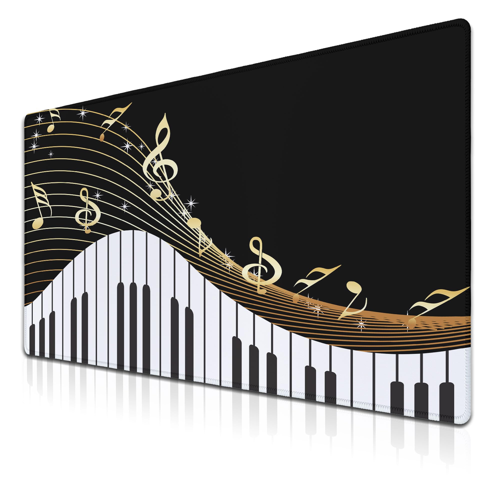 Samgula Large Mousepad Music Notes Keyboard Pad Large Gaming Mouse Pads XXL Mouse Pad Gaming Non-Slip Rubber Base 35.4 X 15.7 for Game Office, Black