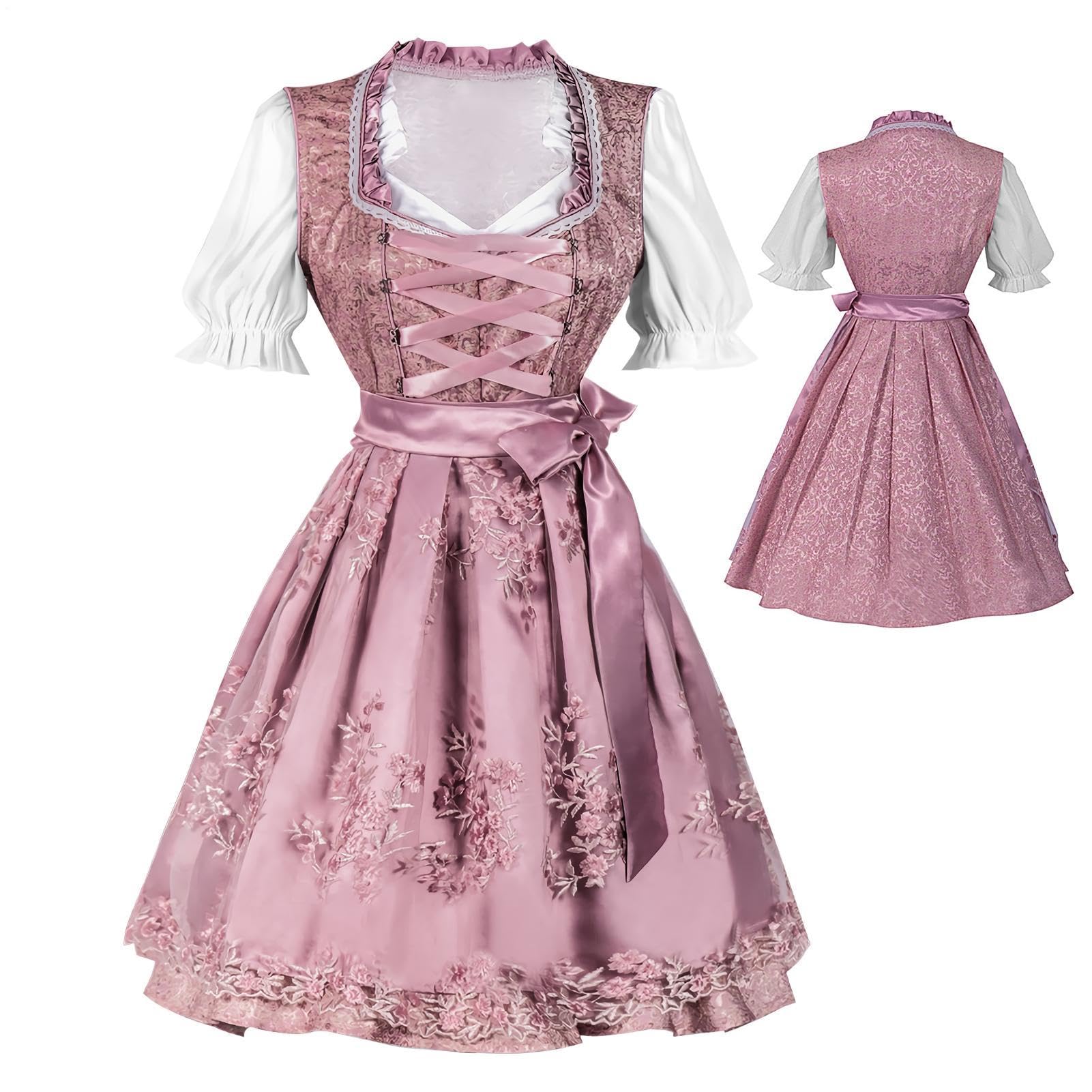 Damskie Stroje Na Oktoberfest Z Fartuchem Halloween Bawarski Strój | Sukienka na Festiwal Piwa Cosplay na Wielkanoc, karnawał, maskaradę, imprezę, sesję zdjęciową,