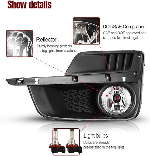 Miniatura 3 de AUTOWIKI Luces antiniebla para Subaru Impreza 2015-2016, 2 piezas de repuesto OEM faros antiniebla (interruptor y kit de cableado incluido)
