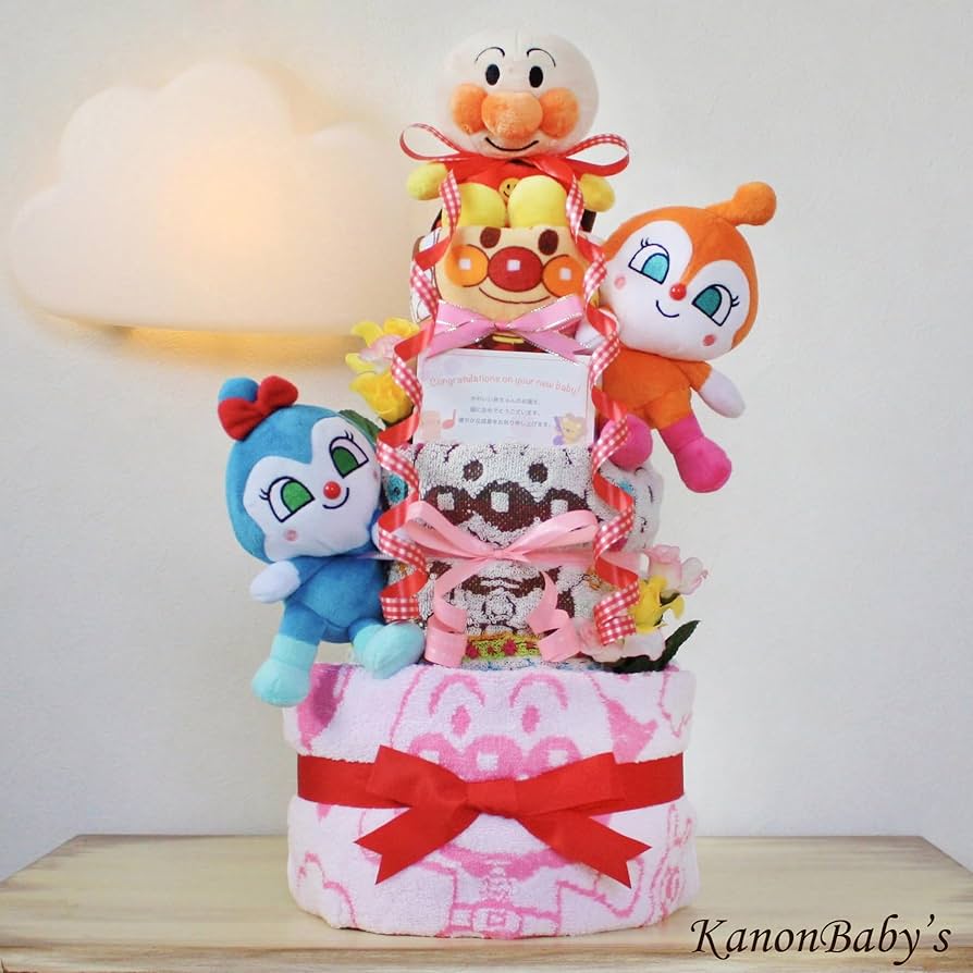 ○出産祝いに大人気！アンパンマン豪華3段おむつケーキ 女の子 おむつケーキ アンパンマン 出産祝い 3段 ハロウィン プレゼント