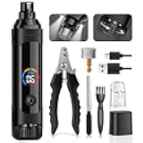 Dog Nail Grinder, 6-Speed Quiet Electric Dog Nail Trimmers, Dog Nail Clippers with File for Small Medium Large Dogs, Cats, Rechargeable Pet Paw Grooming Supplies Kit, 2 Grinding Wheels (Black)