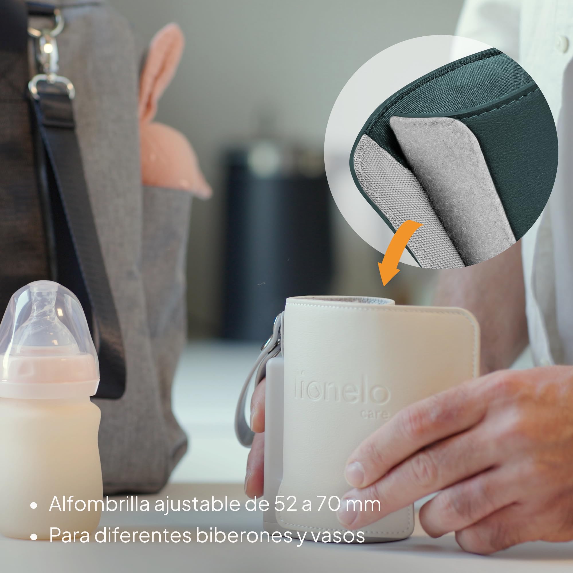 LIONELO Thermup Go Plus Calientabiberones Portátil, Mantiene los Líquidos Calientes, 5 Temperaturas de Funcionamiento de 38 a 50 C, Carga USB, 8h de Funcionamiento Pantalla LCD Silenciosa