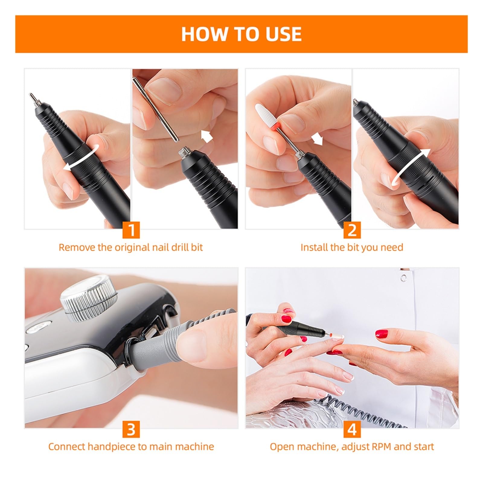 Nagelfräser, 2-in-1-Nagelbohrmaschine mit 35.000 U/min, Nagelpolierer, Schleifmaschine, Maniküre-Bohrmaschine, elektrische Nagelfeile mit Mini-Nageltrockner und Nagellampen(Pink)