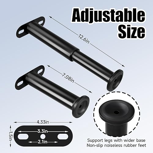 Miniatura 9 de Base de cama de altura ajustable con patas de soporte central con base más ancha, patas de soporte de cama de repuesto para listones de metalmadera,