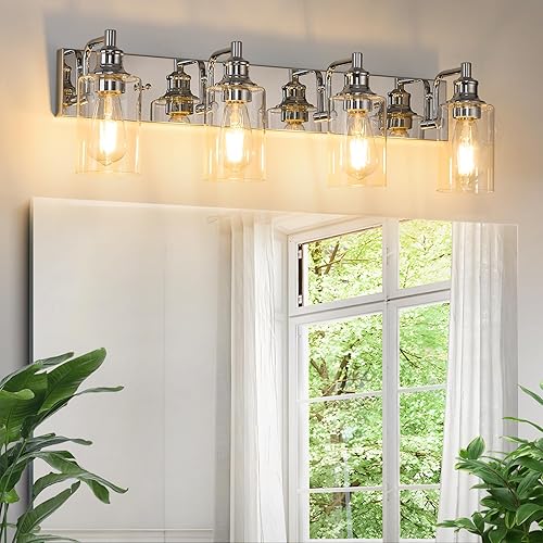 Lámparas de baño de 4 luces, modernas luces cromadas para tocador de baño, accesorios de iluminación sobre espejo para armario, dormitorio, pasillo