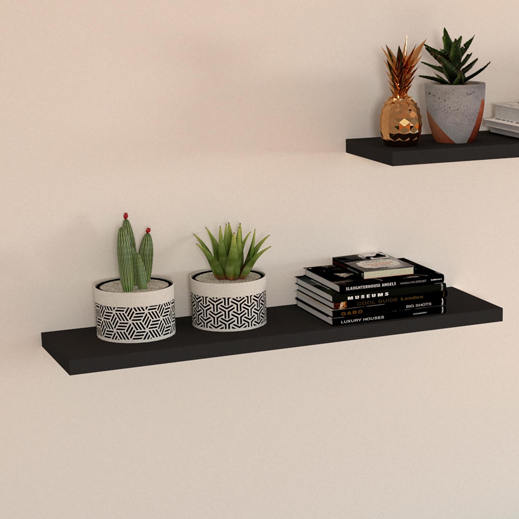Henor Balda Pared 50 x 20 x 2.5 cm. Estante Pared Madera Herraje Totalmente Oculto Carga Soporta hasta 25Kg Blanco — view 29