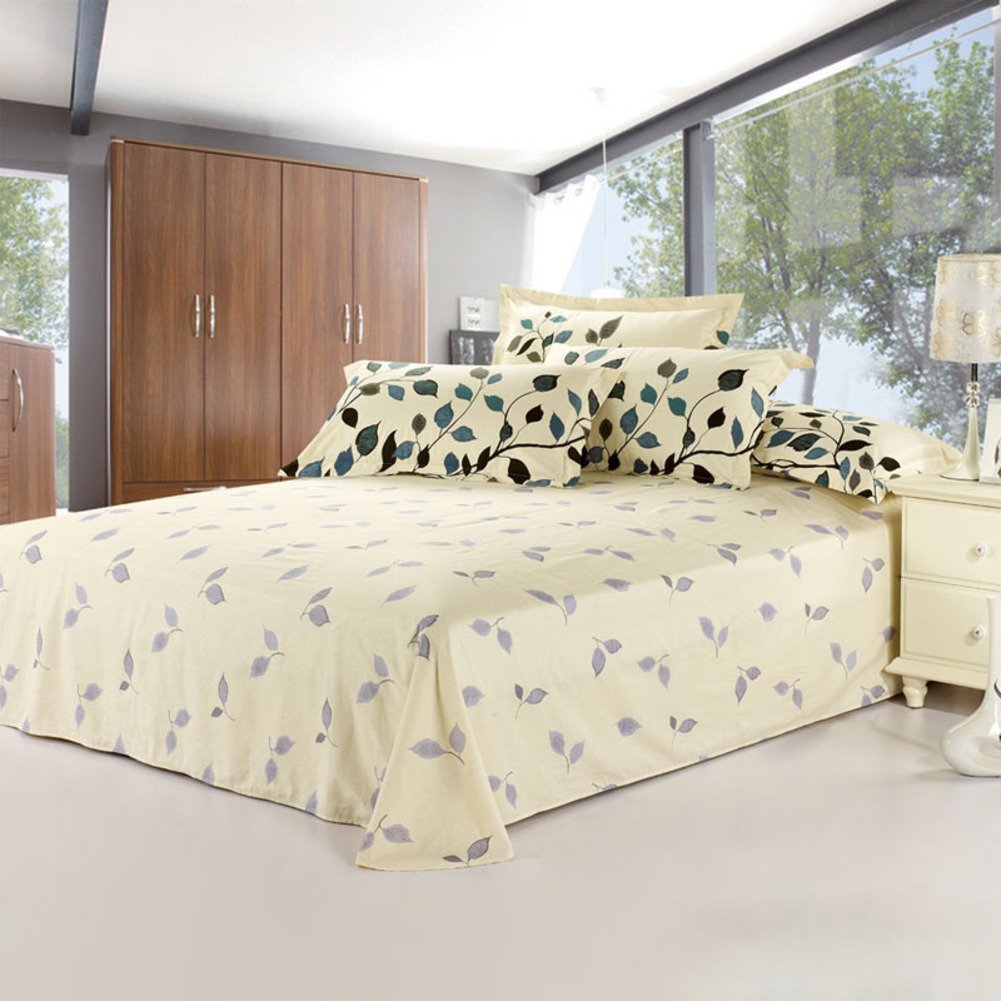 Draps en coton de plantes simples 230x250cm grand linge de lit en sergé doux