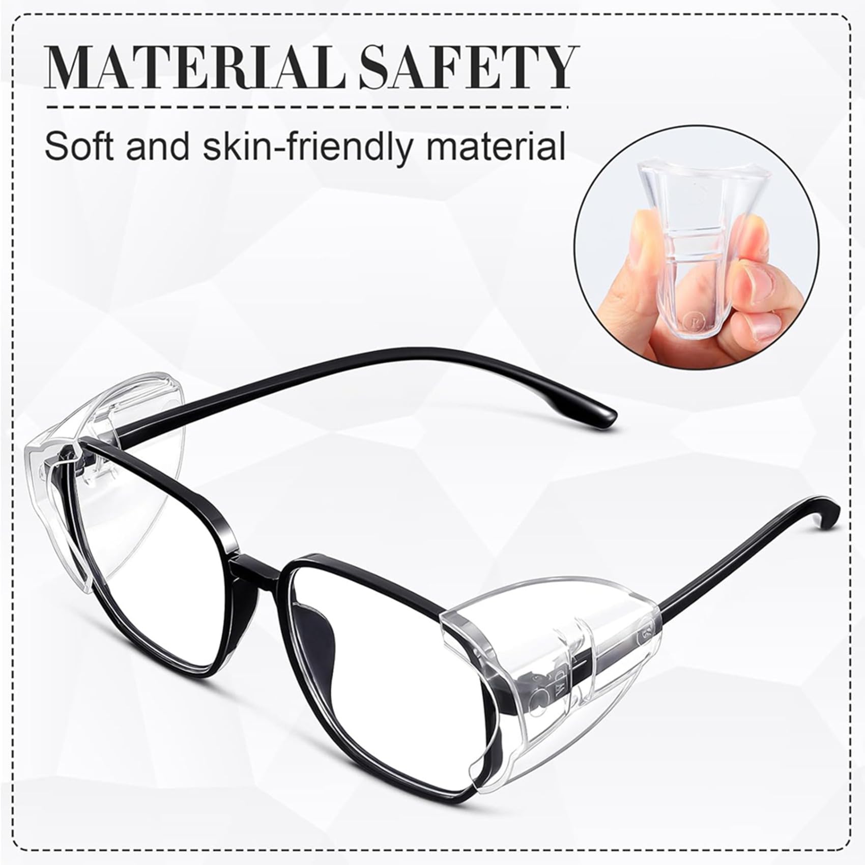 90X Okulary Ochronne Osłony Boczne do Okularów Korekcyjnych Slipon SideShields Osłony Boczne Przezroczyste