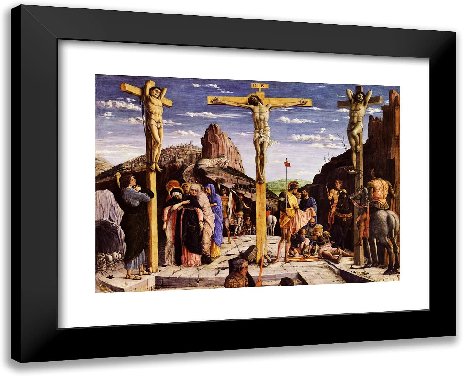 ArtDirect Mantegna, Andrea 24x19 Gold Ornate Framed Art Print with Double Matting Titled: Calvary, Central Predella Panel from the St. Zeno of Verona Altarpiece