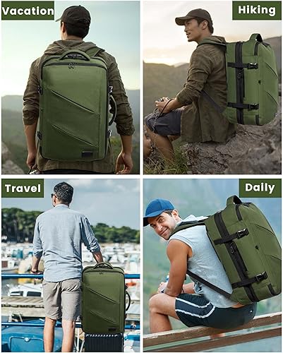 Miniatura 6 de LOVEVOOK Mochila de viaje grande de 50 L expandible de transporte aprobada por aerolíneas Verde Mochilas de viaje