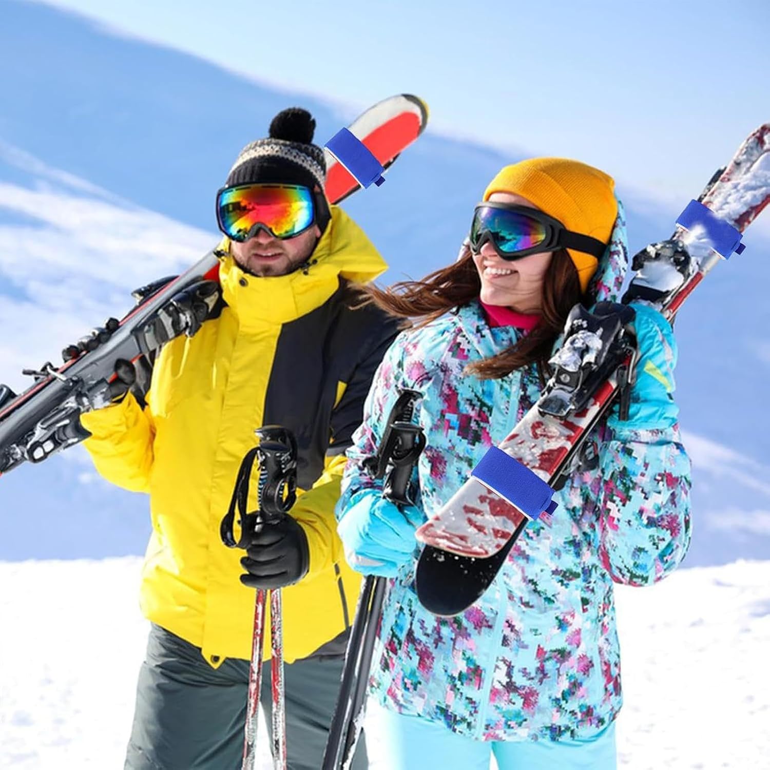 Ski Straps 6-Piece Adjustable Protective Padding | Ski Ties Snowboard Carrier for Men for Snow Sports Outdoor Transportation Protection Women Men