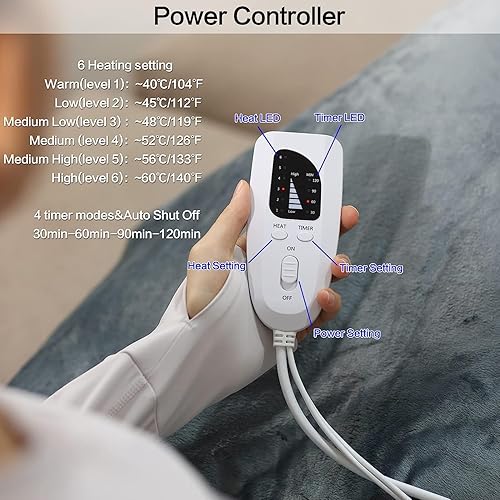 Miniatura 10 de Almohadilla térmica eléctrica, almohadilla térmica para aliviar el dolor de espalda, aliviar el dolor muscular, opción de calor seco y húmedo,