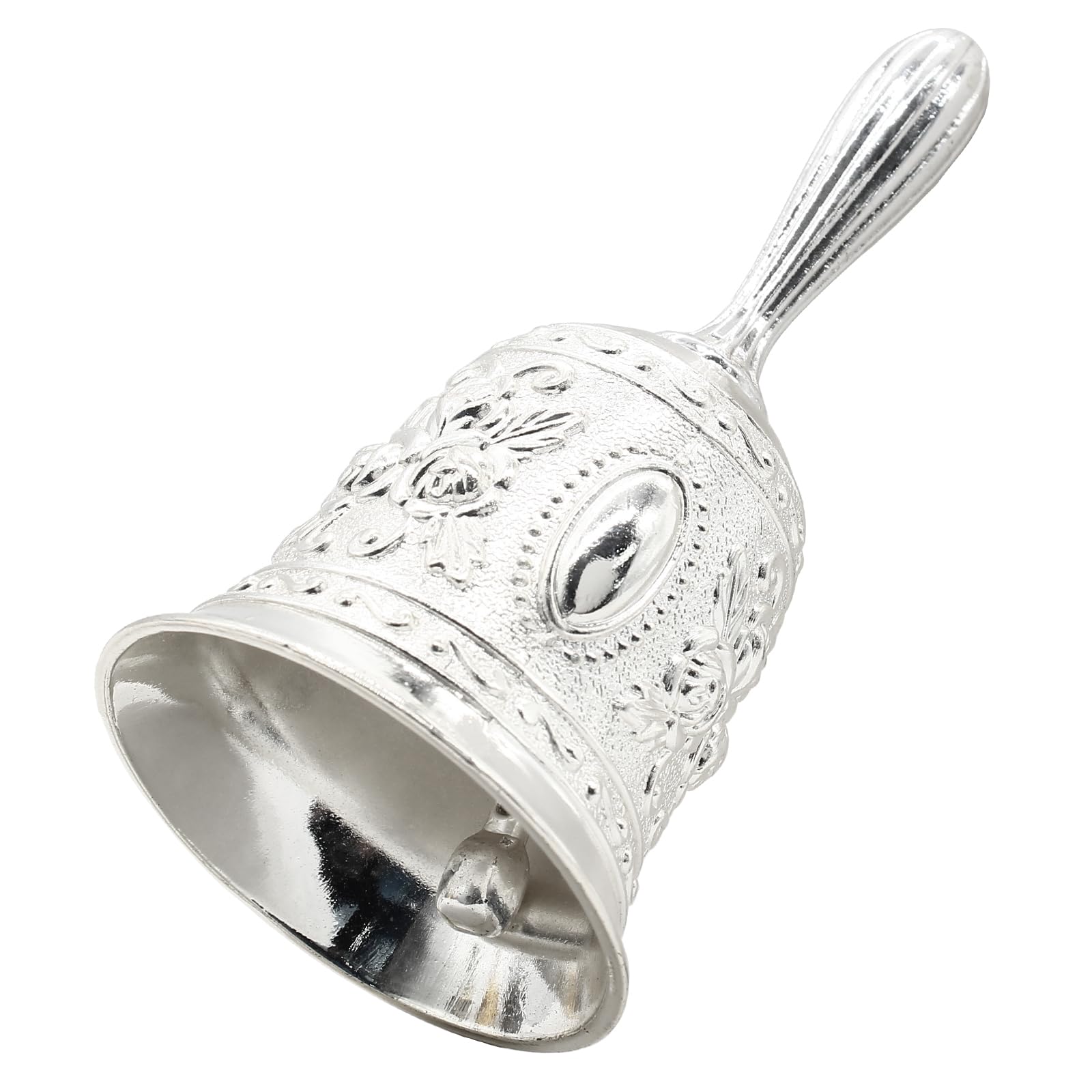 Hordion 2 Inch Small Hand Bell for Adults Seniors, Vintage Customer Service Bell Ornaments, Nurse Call Bell for Elderly Patients at Home, Cat Dinner Bell for Church Wedding Bedside Celebratory, Silver