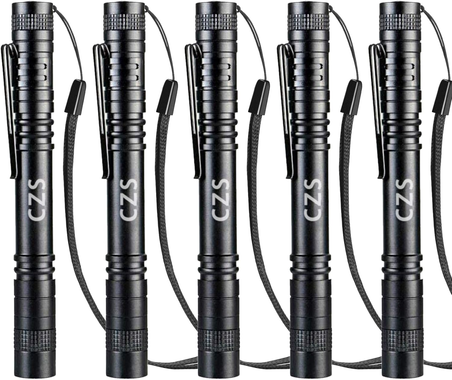 CZS LED Flashlight Penlight 1000 Lumens Battery-Powered Handheld Pen Light Pocket Torch Powered by 2AAA Battery, 5 PCS (Battery Not Included)