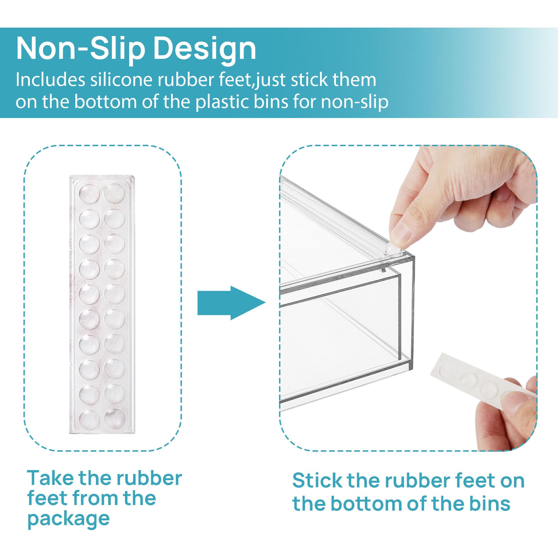 Paquete de 5 (1) organizador de cosméticos apilable de PET transparente con cajones sólidos, caja de almacenamiento de tocador de escritorio libremente combinable para botellas de cuidado de la piel