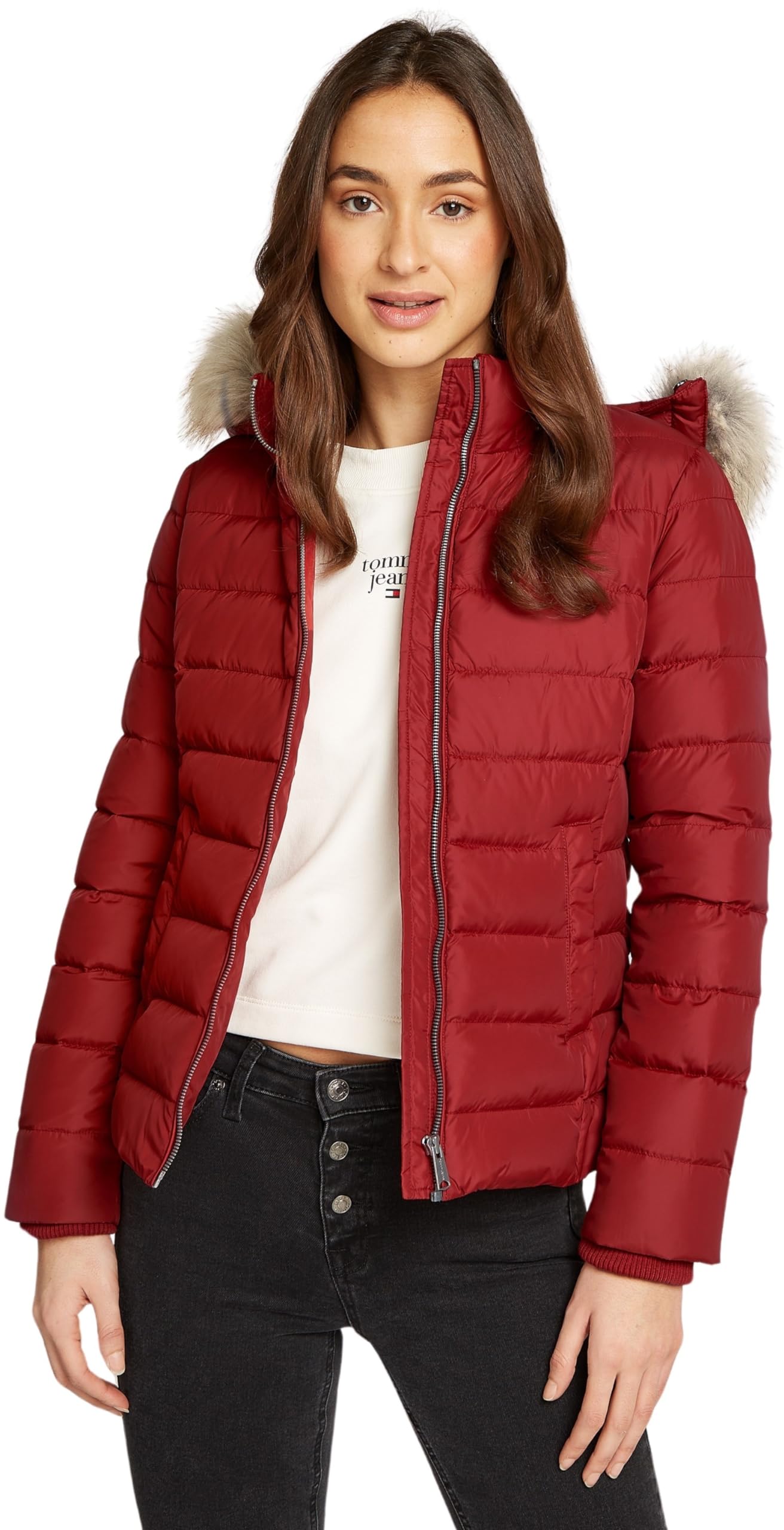 Tommy Jeans Donna Piumino Basic Hooded Down Jacket con Cappuccio