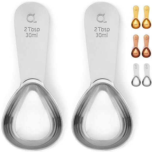 Apace Living Coffee Scoop (Set of 2) - 2 Tablespoon (2 Tbsp / 1/8 Cup / 1 oz) - The Best Stainless Steel Measuring Spoons for Coffee, Tea, and More