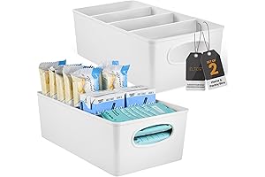 4-Compartment Plastic Storage Bins with Removable Dividers by ELTOW