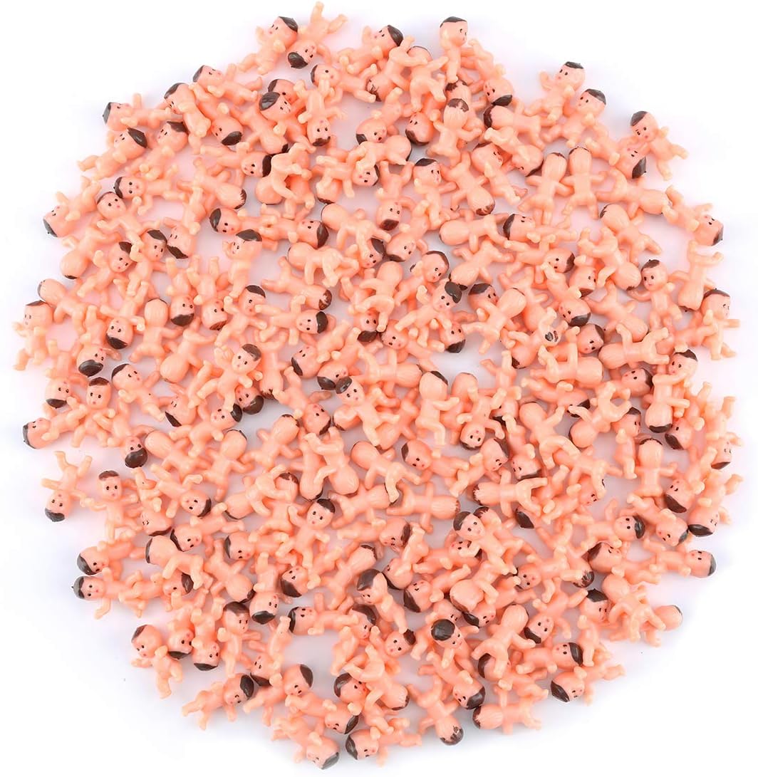 Fashionclubs Mini Babies, 200pcs 1Inch Mini Plastic Babies for Baby Shower Ice Cubes Game Tiny Babies Baby Party Favor Supplies Decorations