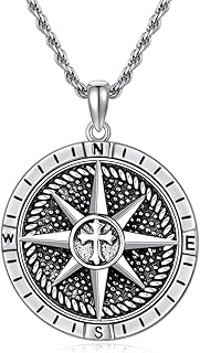 14 Compass Tattoo Ideas for Men With Strong Symbolism 26 Compass Necklace for Men Sterling Silver Men's Compass Necklace