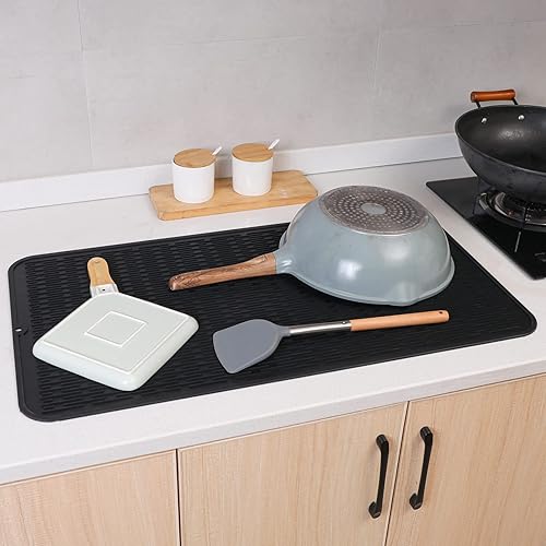 Miniatura 364 de Tapete de silicona para secado de platos para múltiples usos, fácil de limpiar, ecológico, resistente al calor, tapete de silicona para encimera
