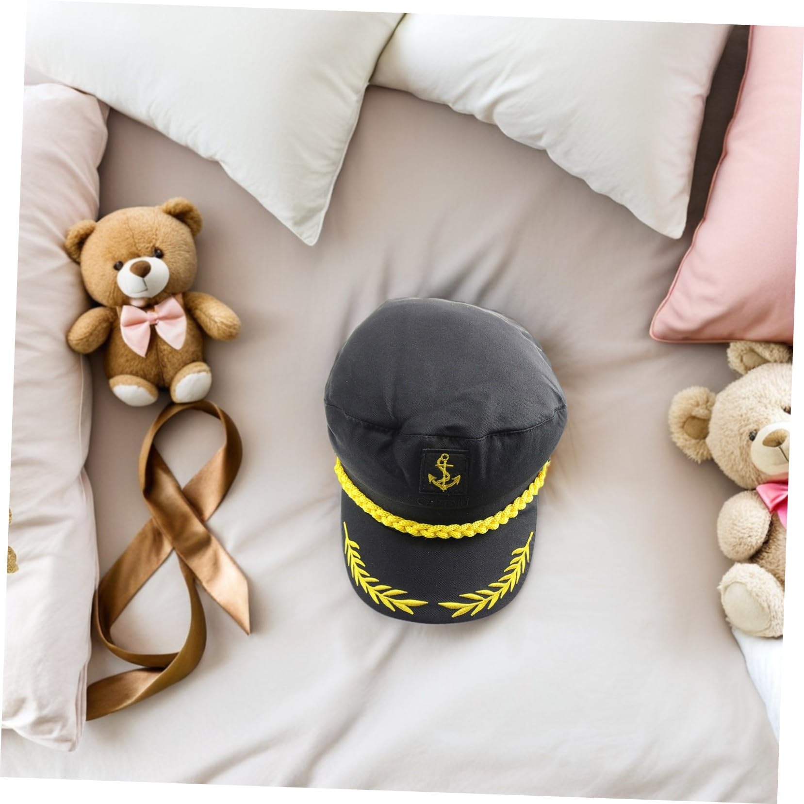 Ciieeo 4 Stück Verstellbare Kapitänsmütze Weiß und Schwarz Matrosen Yacht Hut Sonnenhut für Cosplay Hochzeiten Partys