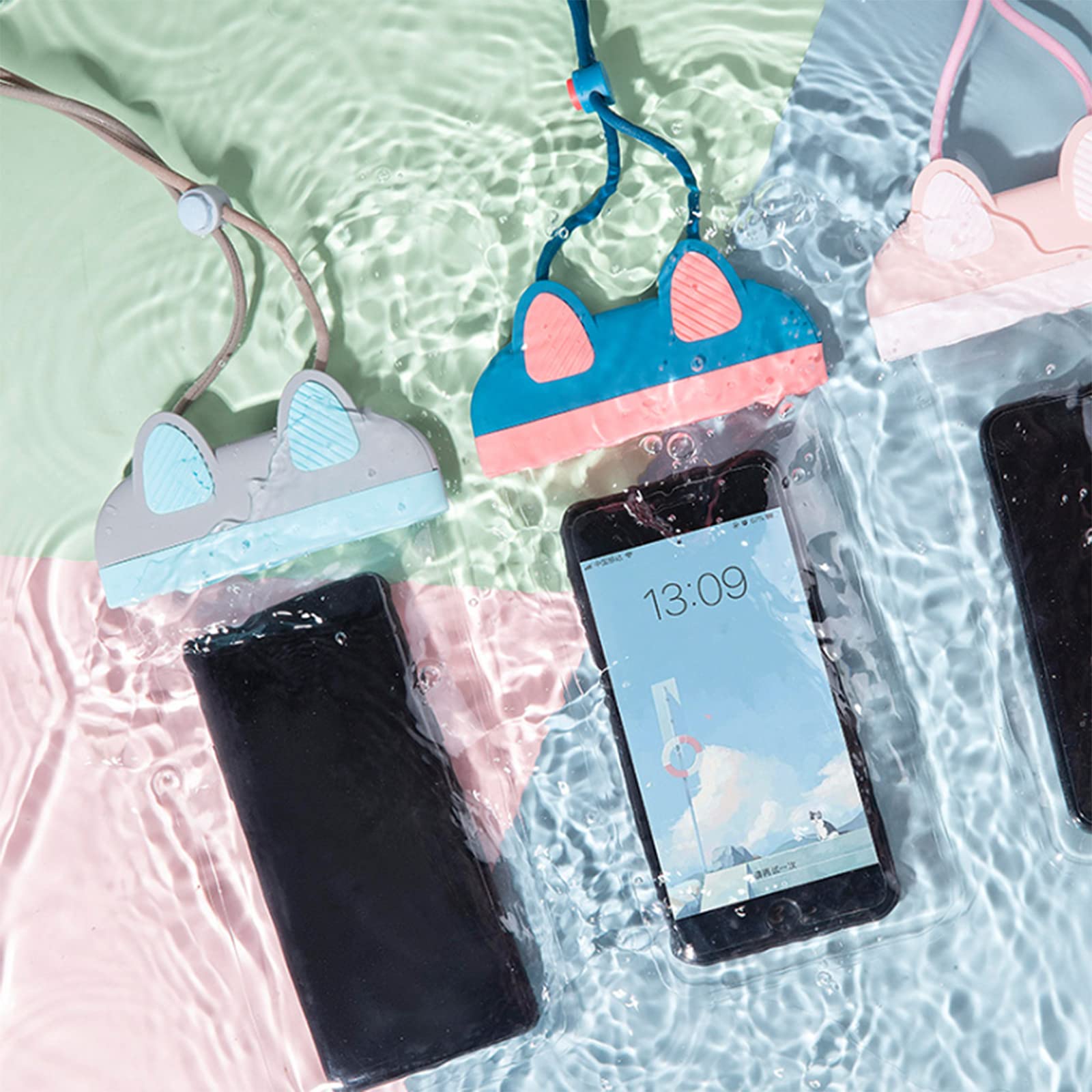 3 Piezas Funda Impermeable para Teléfonos de PVC, IPX8 Funda Impermeable Universal, Bolsa, Pantalla Táctil Bolsa Sumergible, con Cordón