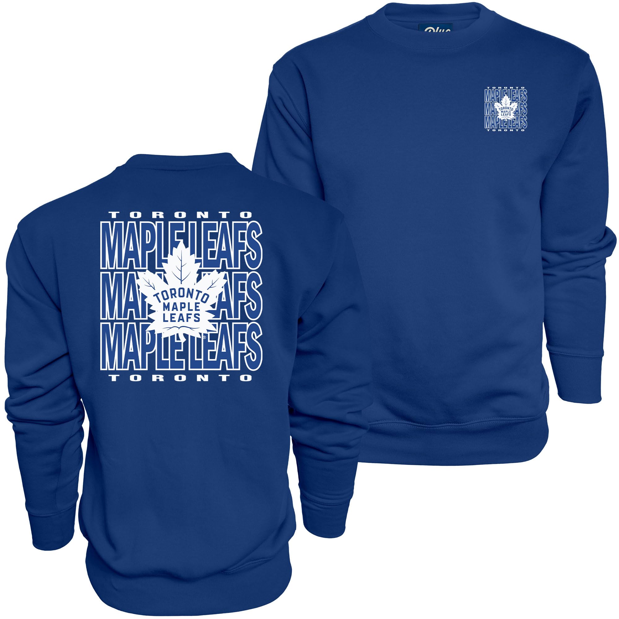 Blue 84 Unisex's NHL Officially Licensed Crewneck Sweatshirt Front/Back Curl Team Color, M