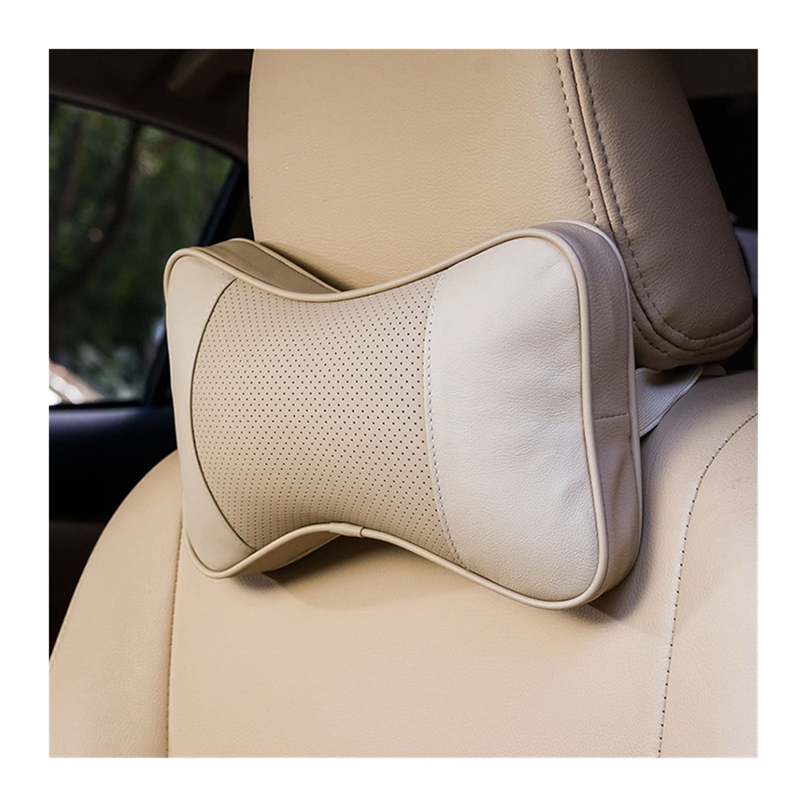 2 Pezzi di Poggiatesta per Auto Cuscino per Il Collo Cuscino per Poggiatesta per Auto in Pelle da Viaggio Accessori Interni per Auto Accessori per Auto (Color : Black)