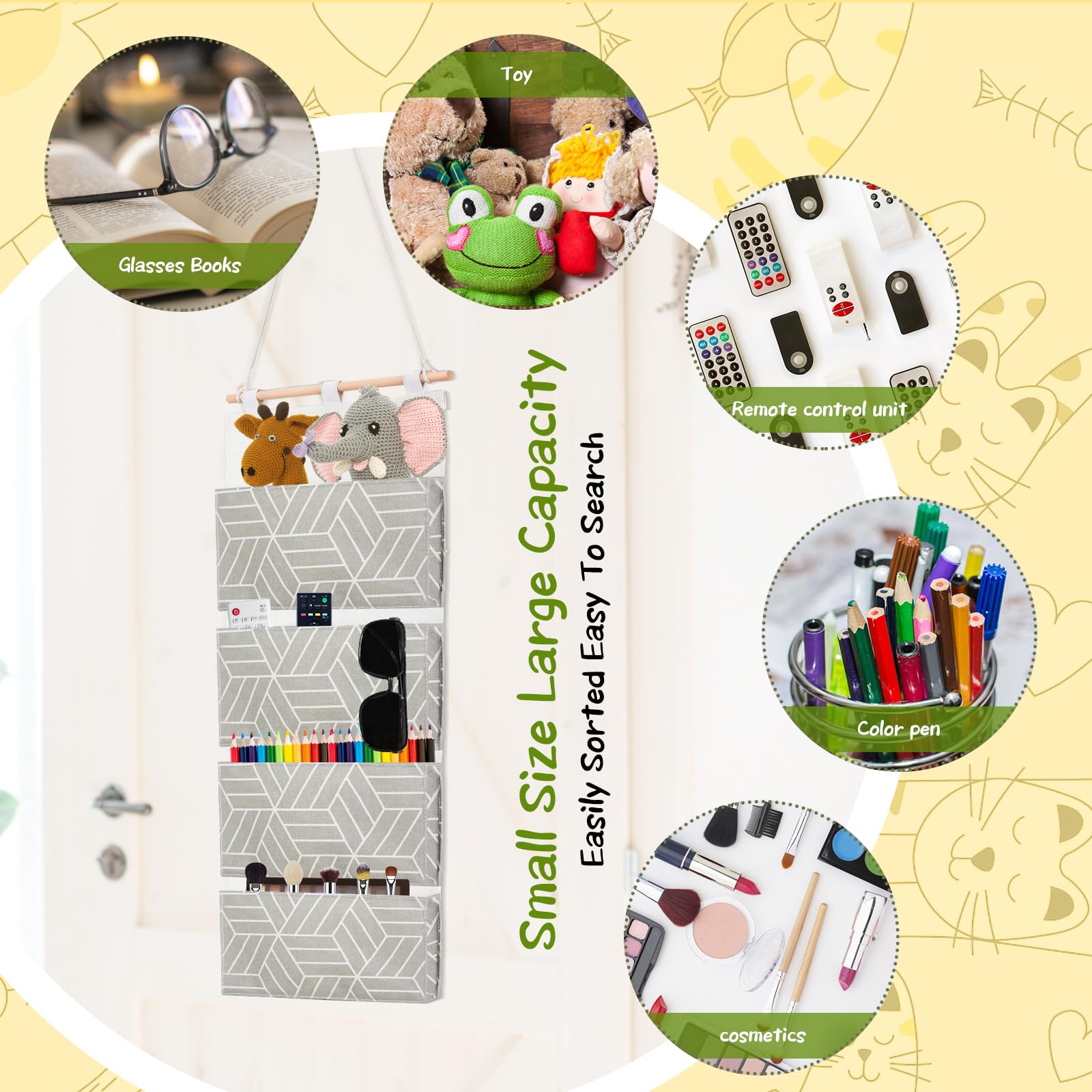 Organizador Colgante De Tela Con 4 Bolsillos - Para Puerta O Pared, Impermeable, Ideal Para Baño, Cocina U Oficina