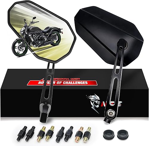 MZS Espejos de la motocicleta, Universal 0.394 in 0.315 in Heavy Duty Aluminio Moto Vista Trasera Espejo Lateral Accesorios Ajustable Flecha Negra