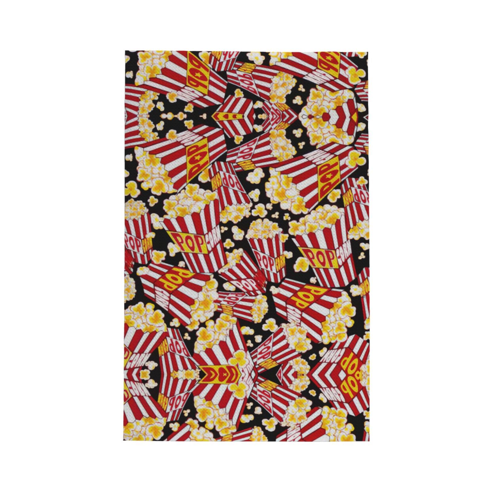 Xxahnbm Black Popcorn Print Print Waffle Kitchen Towel,Absorbent Hand Towel