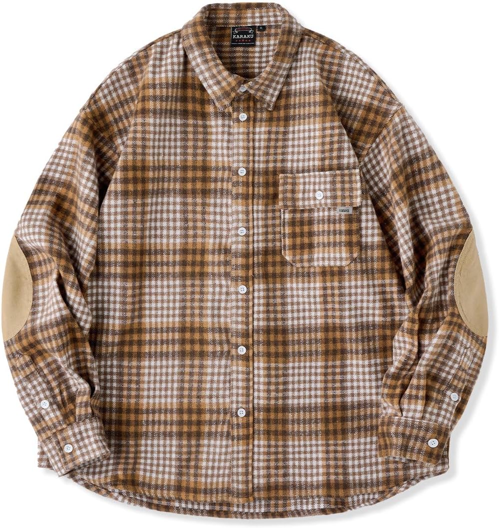 Amazon | [karaku] メンズワークジャケット 襟異素材切替 裏起毛