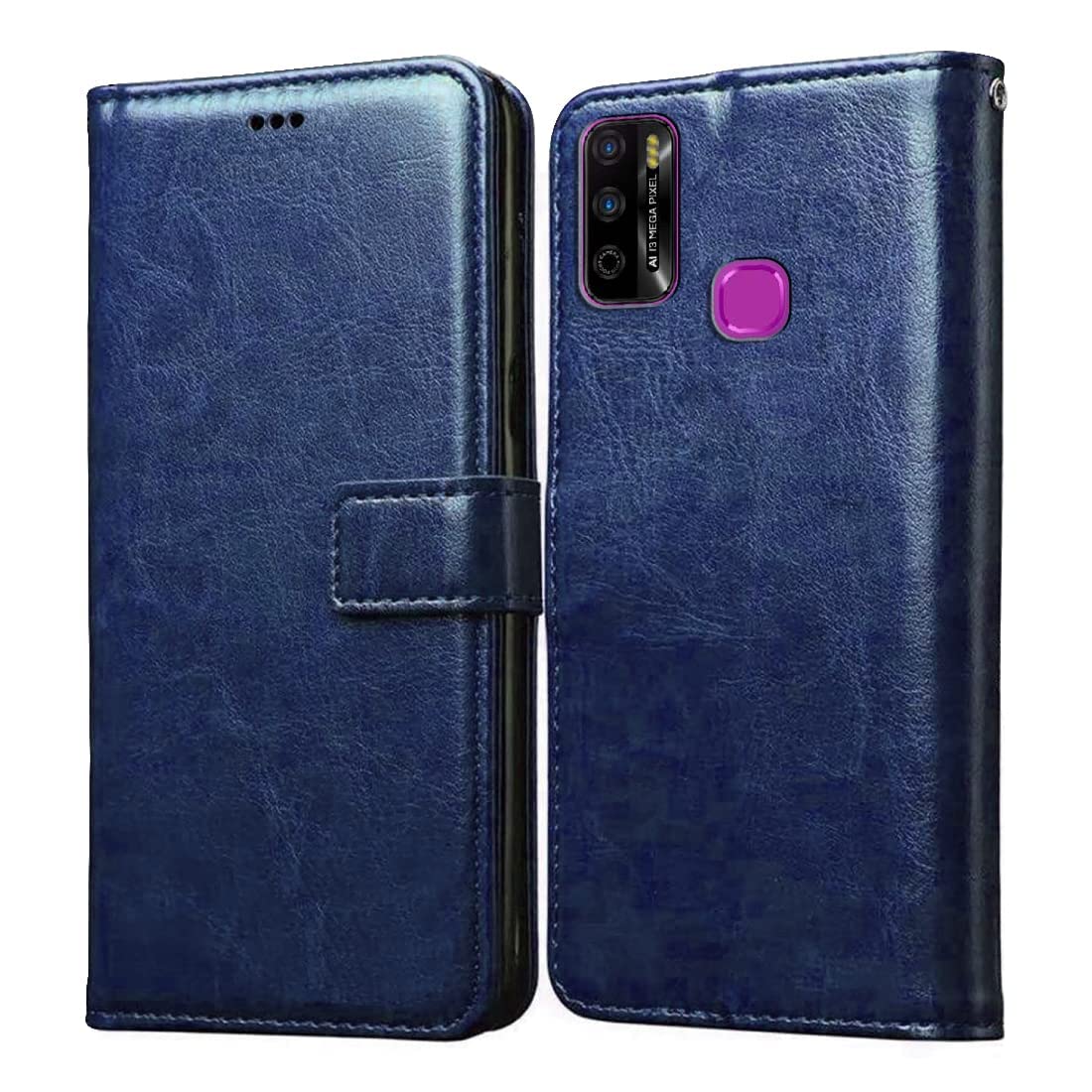 Amazon Brand - Solimo Flip Leather Mobile Cover (Soft & Flexible Back case) for Infinix Smart 4 Plus (Blue) (B08C5WR4BX) Amazon Price History, Amazon Price Tracker