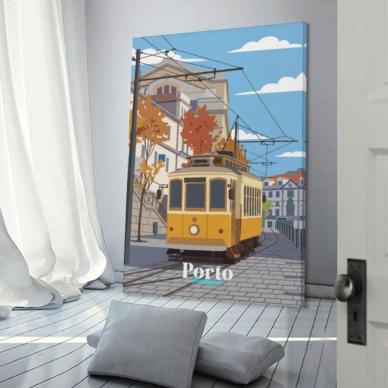 Junmoney Wall Decor Canvas Print Porto Portugal, 24x36inch(60x90cm), for Study, Office Or Apartment Decor, Canvas Artwork with Gifting Potential