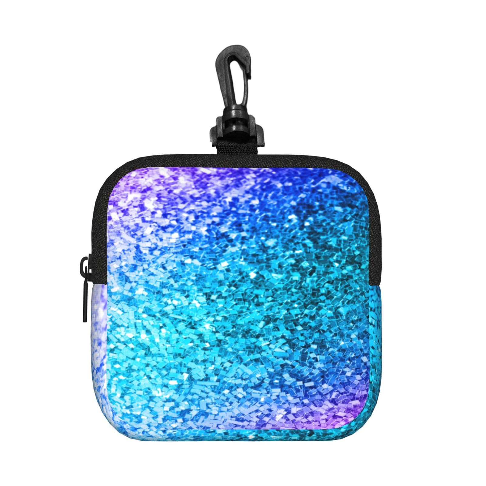 Ercgad Unisex Black Glitter Sequin Spot Print Square Storage Bag Travel Toiletry Cosmetic Organizer Pouch Lightweight Reusable