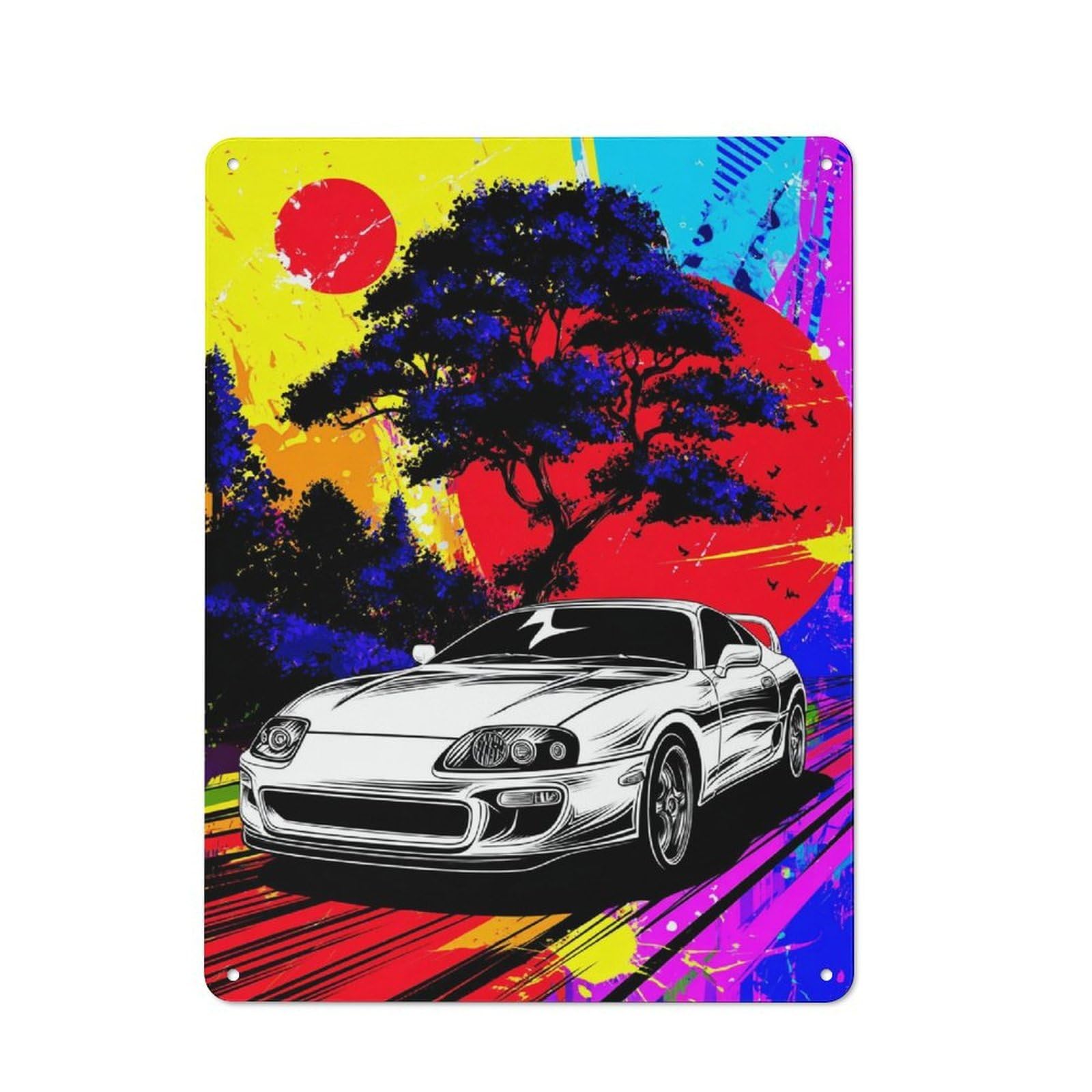Junmoney Vivid Sports Car Artwork Retro Metal Sign 40X30cm, Classic Pub Decor For Cafe, Pub, Workshop Or Home Bar, For Casual British Interiors