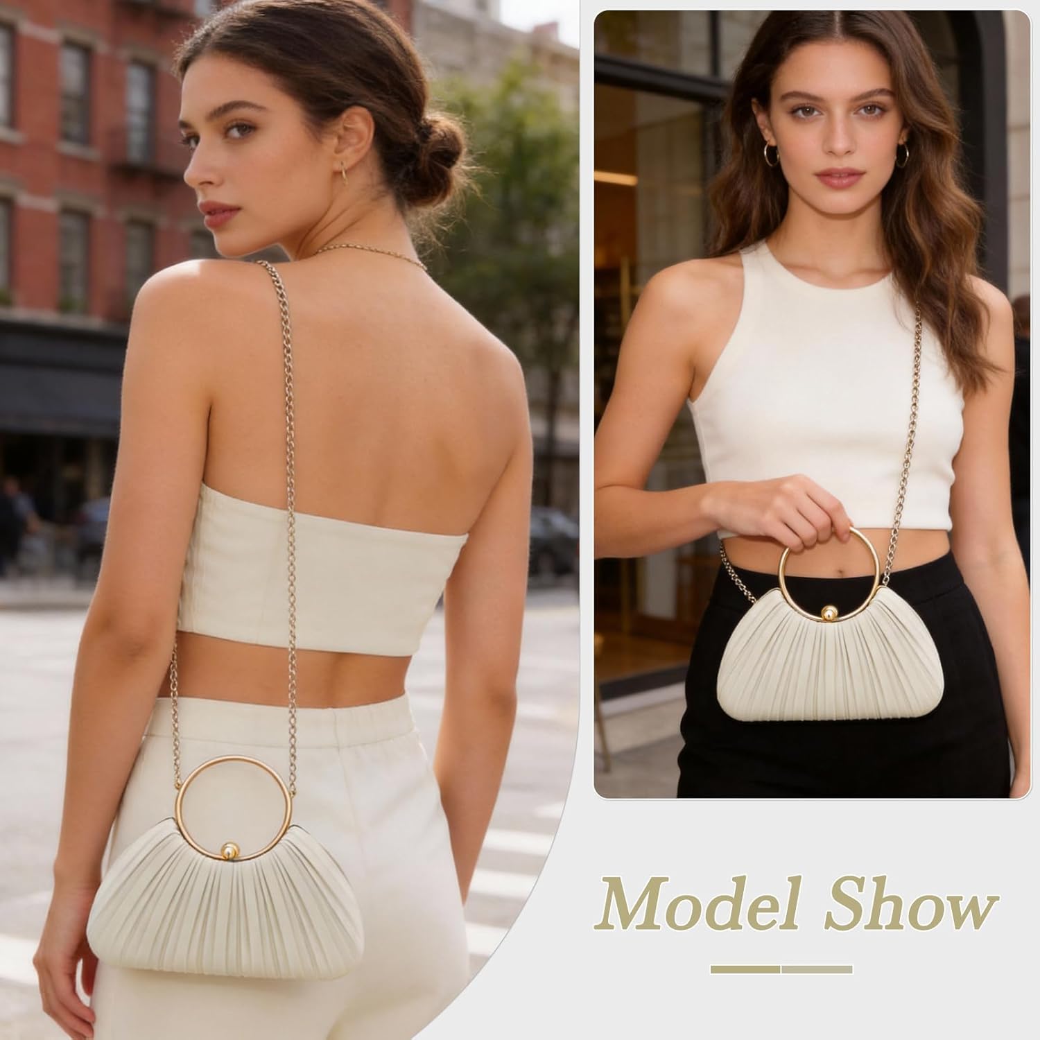 Women Clutch Purse with Chain- Elegant Evening Bag for Wedding, Prom, Cocktail Party & Formal