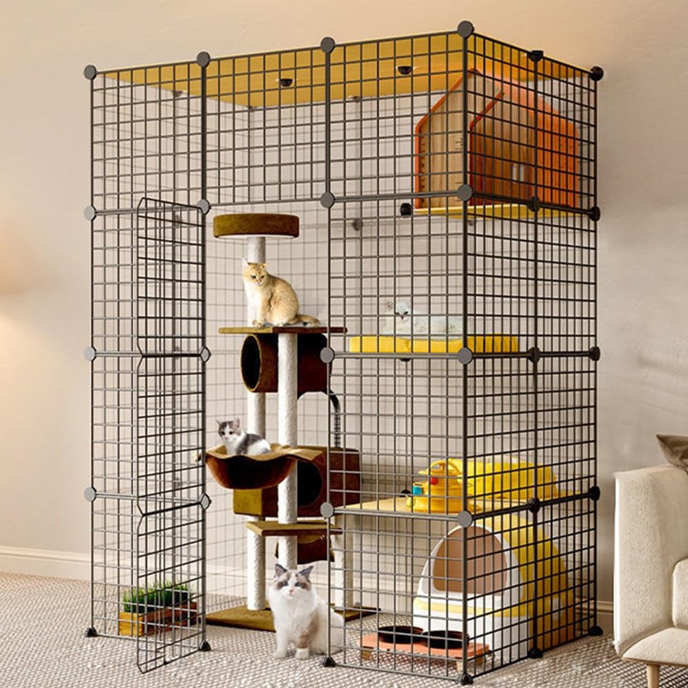 ILOOXI Grande Jaula para Gatos De Alambre De Metal, Jaula De Conejo, Jaula De Chinchilla, Valla De Animales Jaula Antisalto para Gatos, Conejo, Chinchilla (Size : 110 * 75 * 145cm)