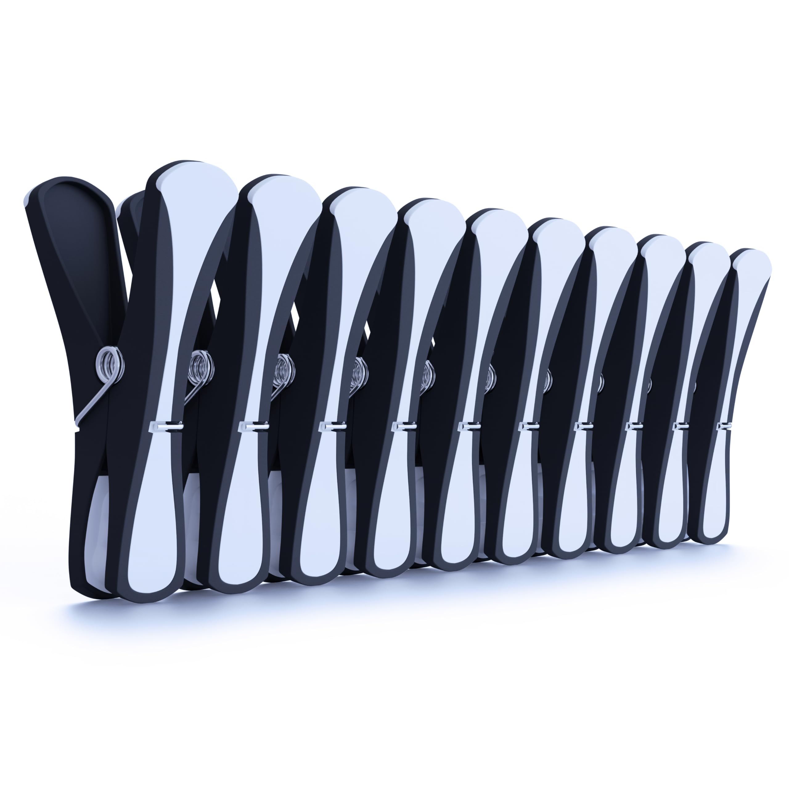 36 Soft Grip Clothes Pegs – Black & White Laundry Pegs with Contoured Soft Pad Design | Weatherproof & Non-Slip | Strong Metal Spring | For Airers & Washing Lines