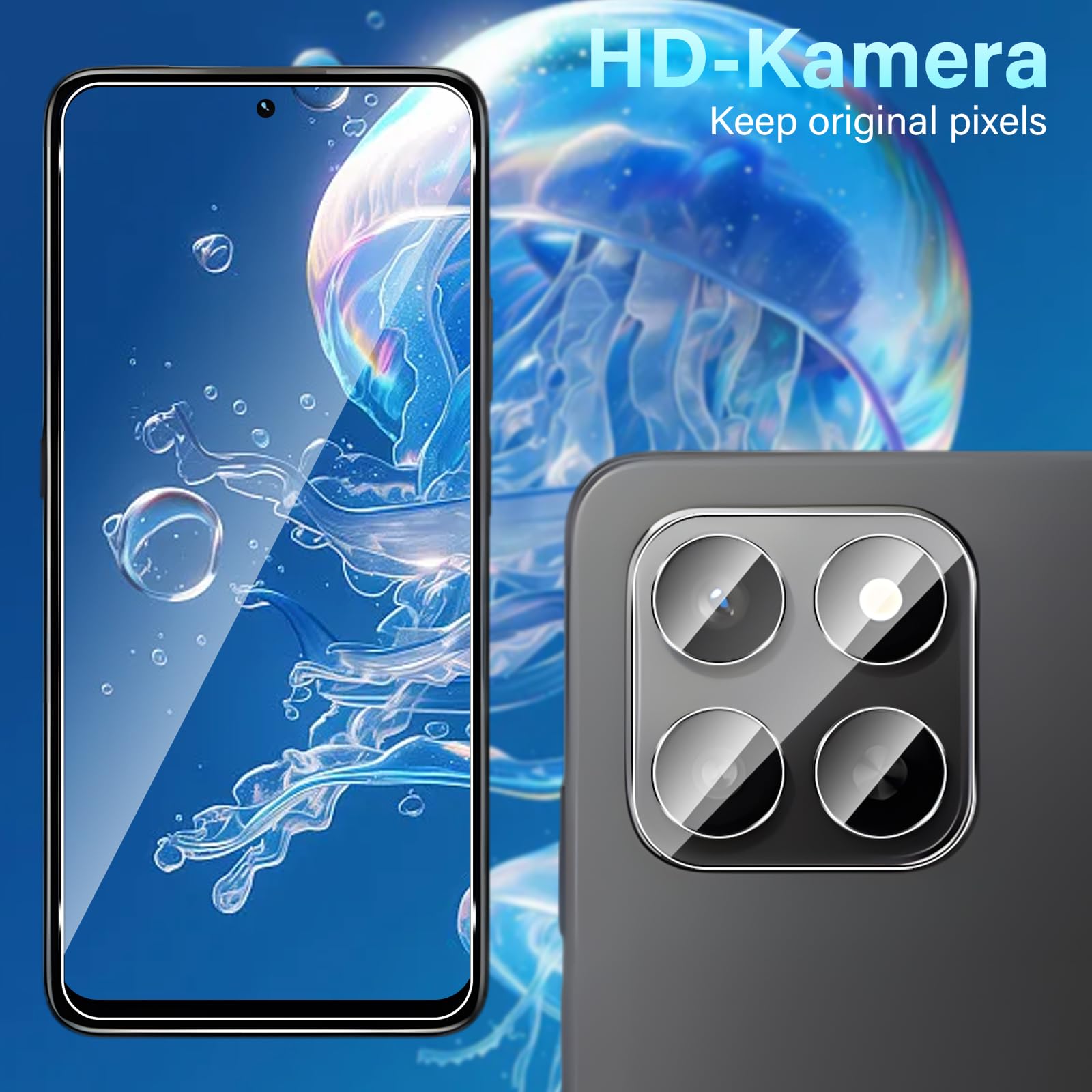 zZjoOoj getemperd glas voor OPPO A40 / A40M / A60 5G displaybescherming, 3 stuks met camerabescherming, HD pantserfolie met 9H hardheid