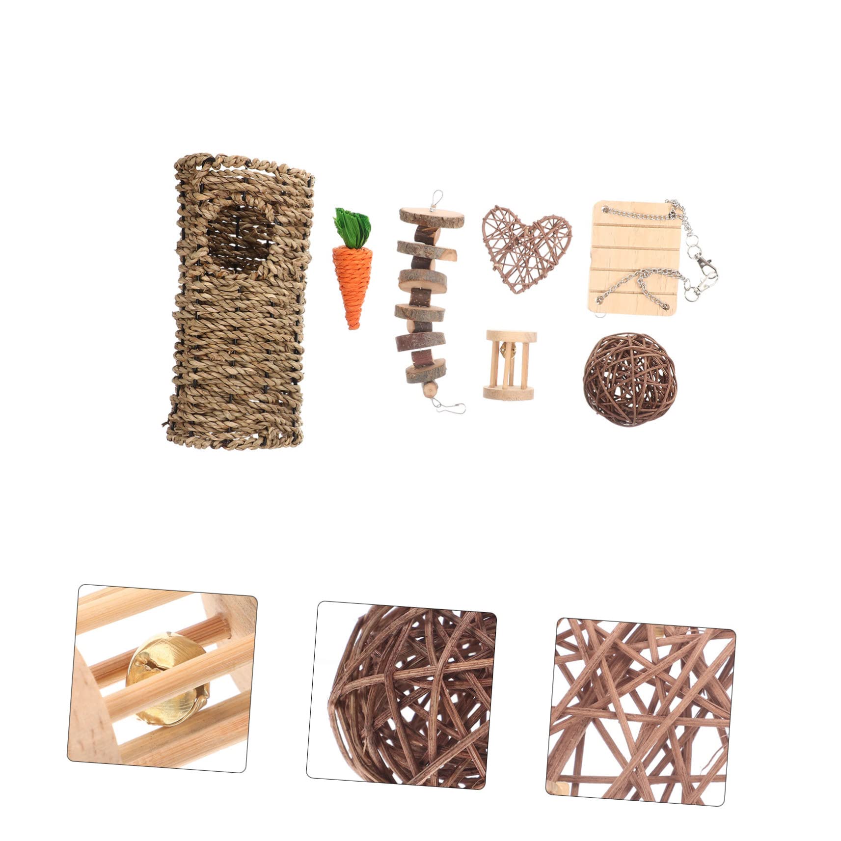 DOITOOL 1satz Teiliges Set Mit Kauspielzeugen Für Hasen Hamster Und Meerschweinchen Natürliche Holzspielzeuge Zur Zahnpflege Und Beschäftigung Für Kleintiere Gegen Langeweile Bewegung