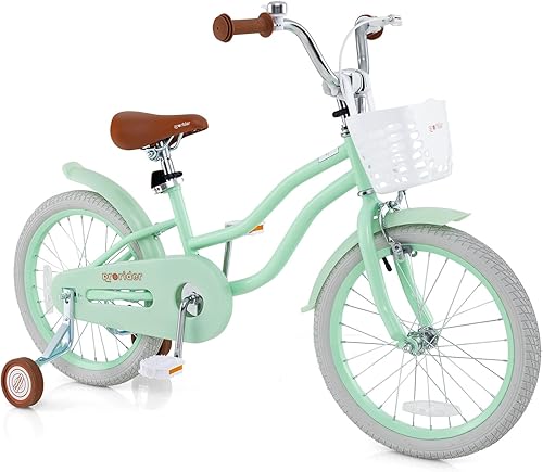 Miniatura 28 de BABY JOY Bicicleta infantil, 12 14 16 18 20 pulgadas, para niños y niñas, con asiento ajustable, cesta removible, freno de mano y freno de