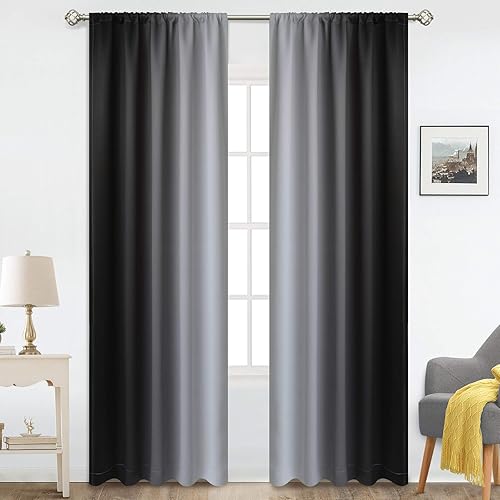 COSVIYA - Cortinas para oscurecimiento de habitación dobladillo para cortinero, de color degradado con aislamiento térmico y bloqueo de luz cortinas